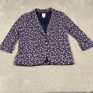 LC‎ Lauren Conrad Floral Blue 1 Button Poly Blend Blazer Relaxed women's Large